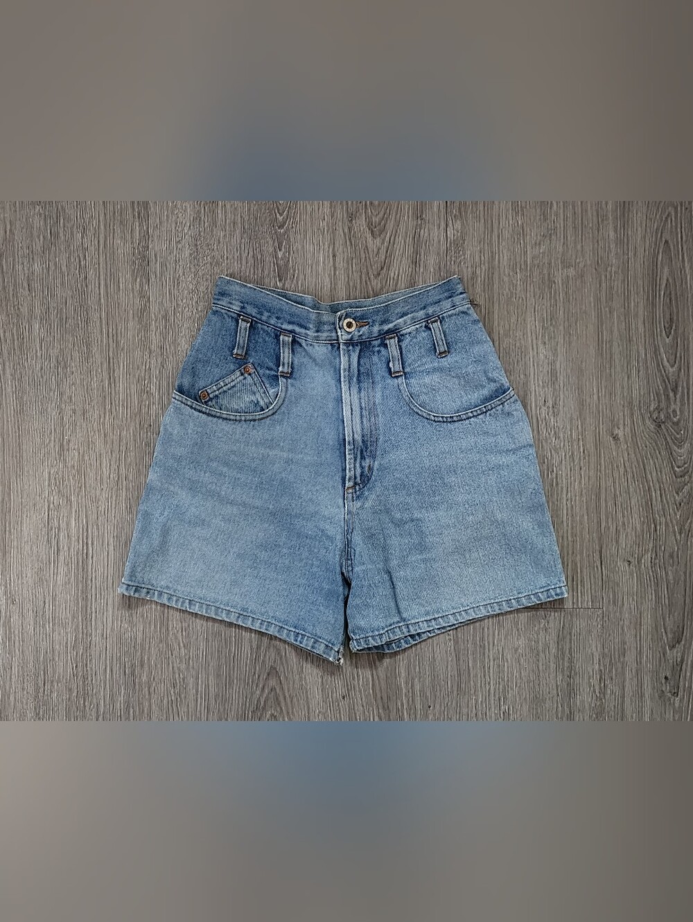 Classic High-Rise Denim Shorts in Light Blue
